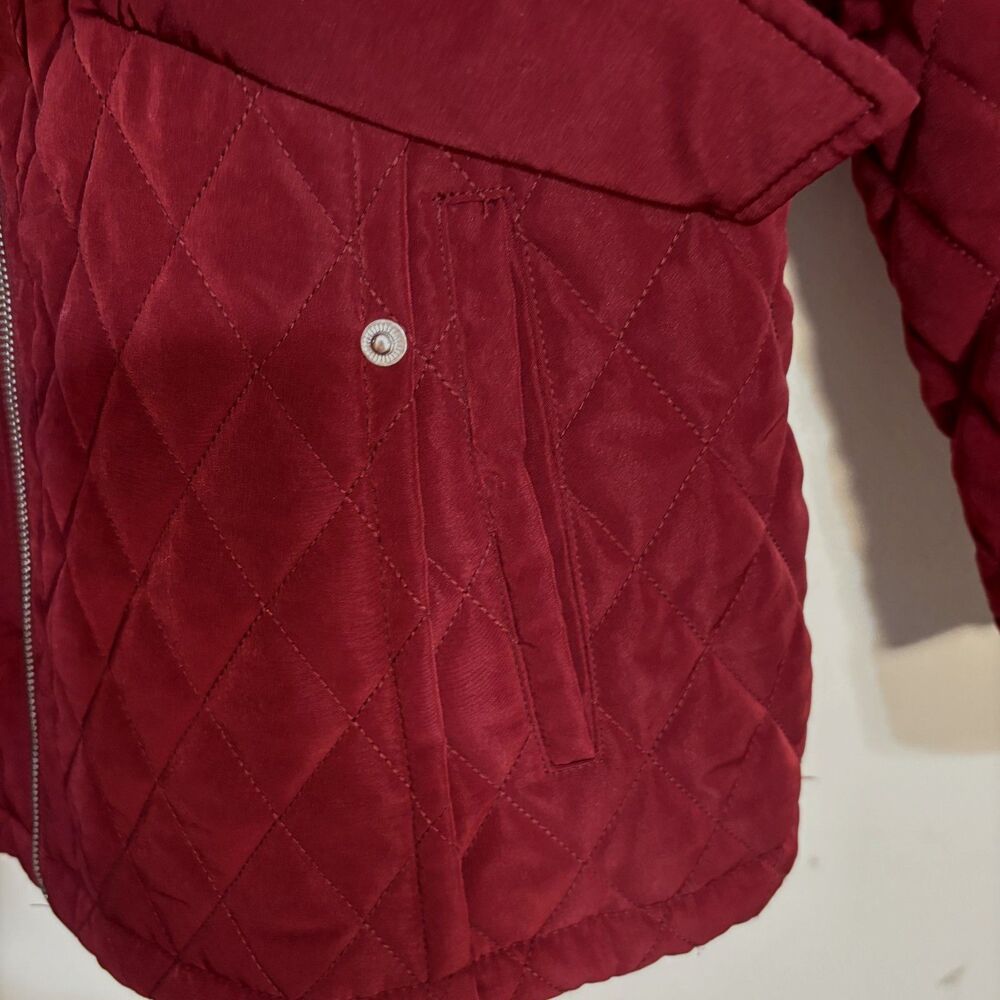 London Fog Women's Quilted All Weather Quilted Jacket Burgandy XL - No Hood - Picture 6 of 9